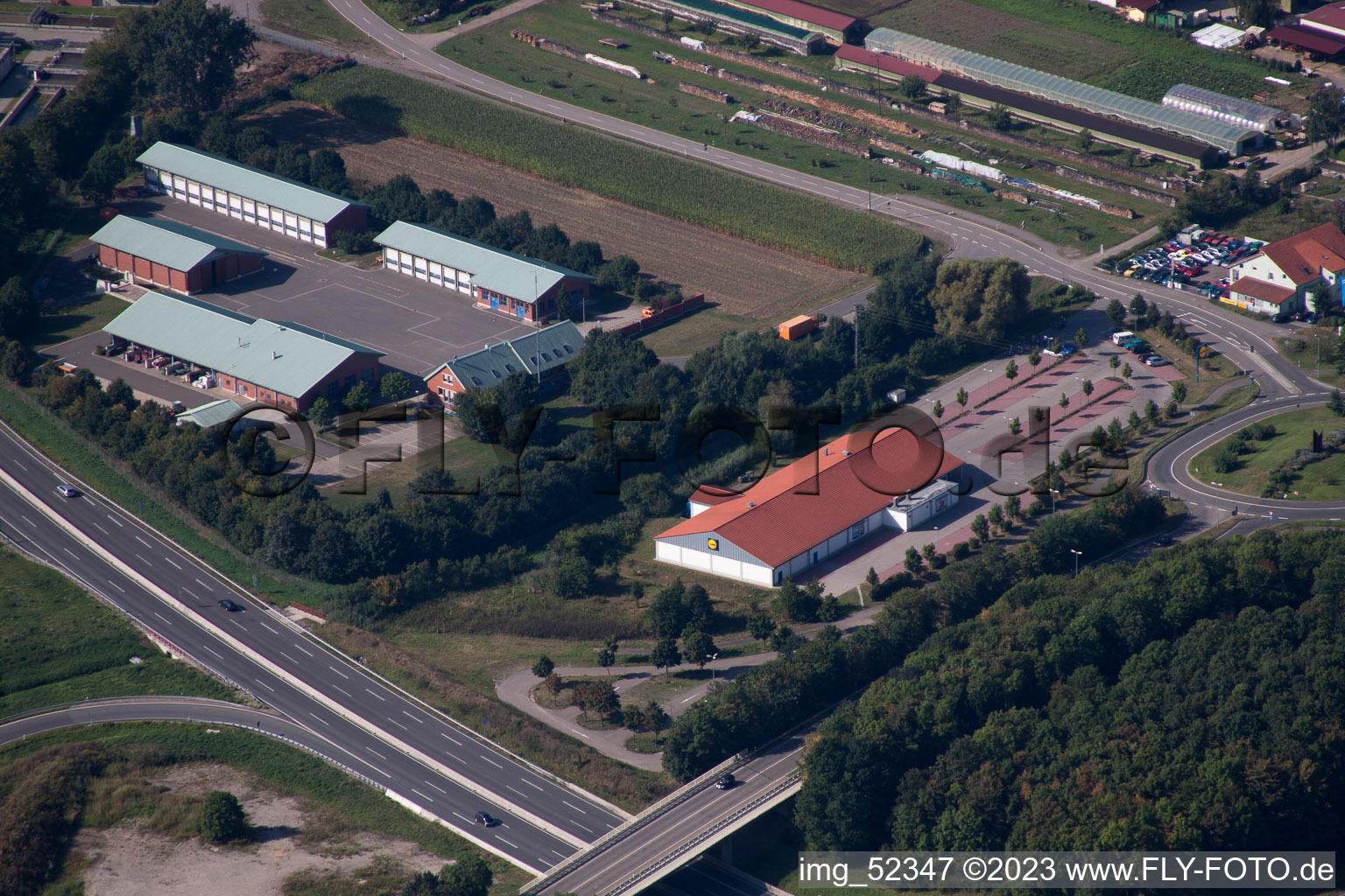 Luftbild von Kandel, Klärwerk Autobahnmeisterei im Bundesland Rheinland-Pfalz, Deutschland