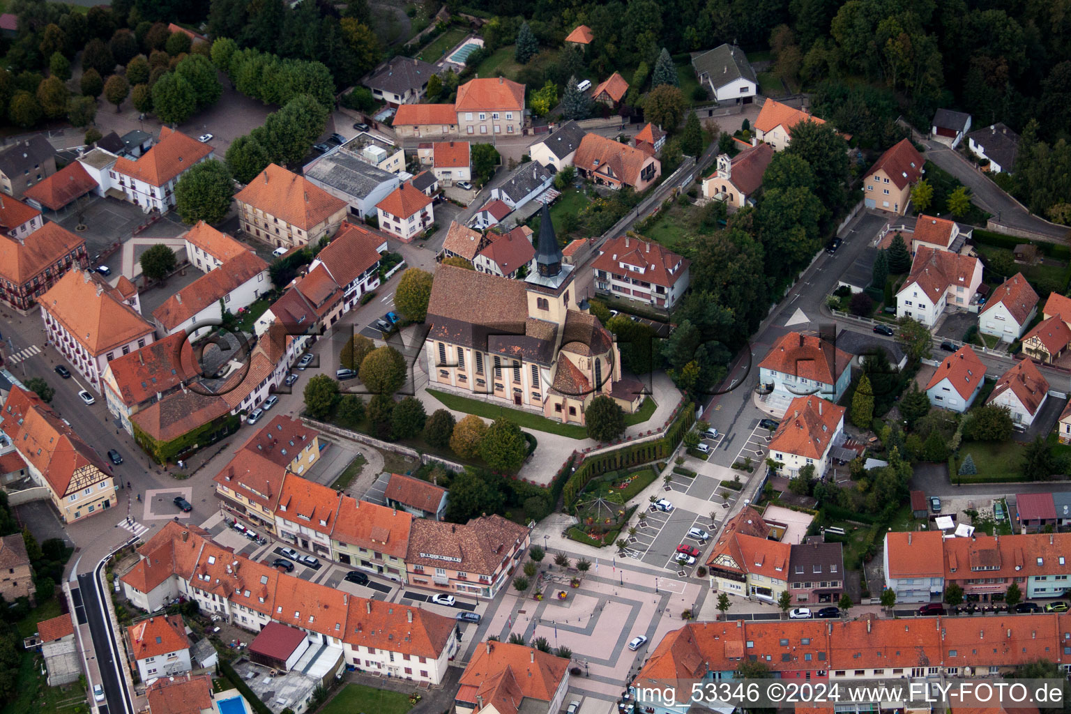 Drohnenbild von Lauterbourg im Bundesland Bas-Rhin, Frankreich