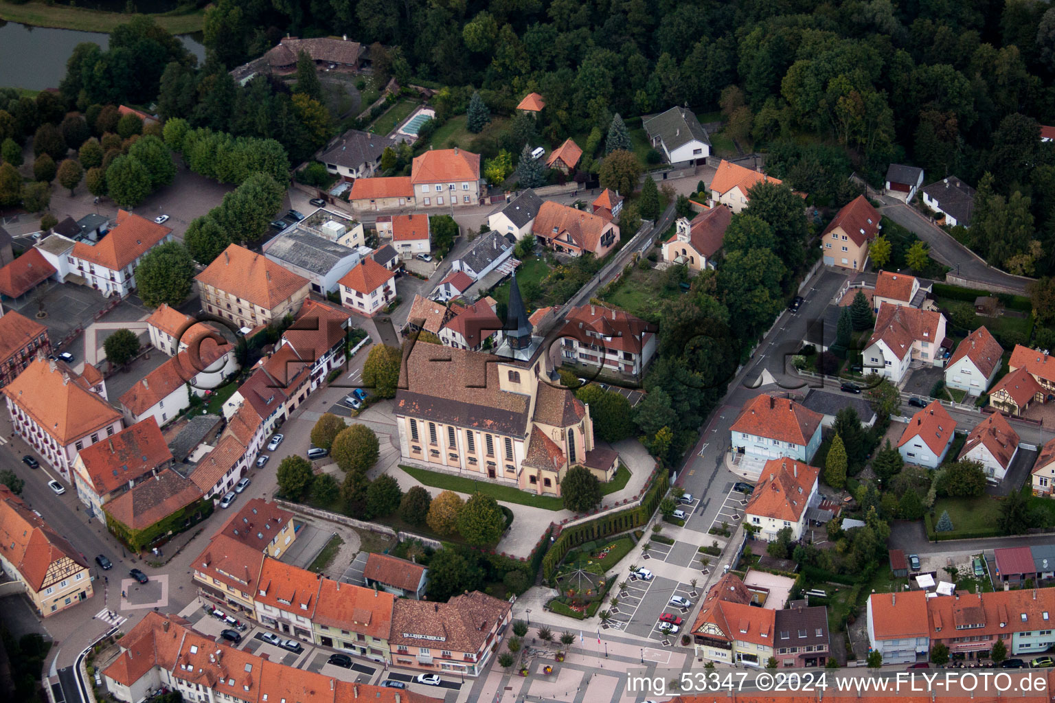 Luftaufnahme von Lauterbourg im Bundesland Bas-Rhin, Frankreich