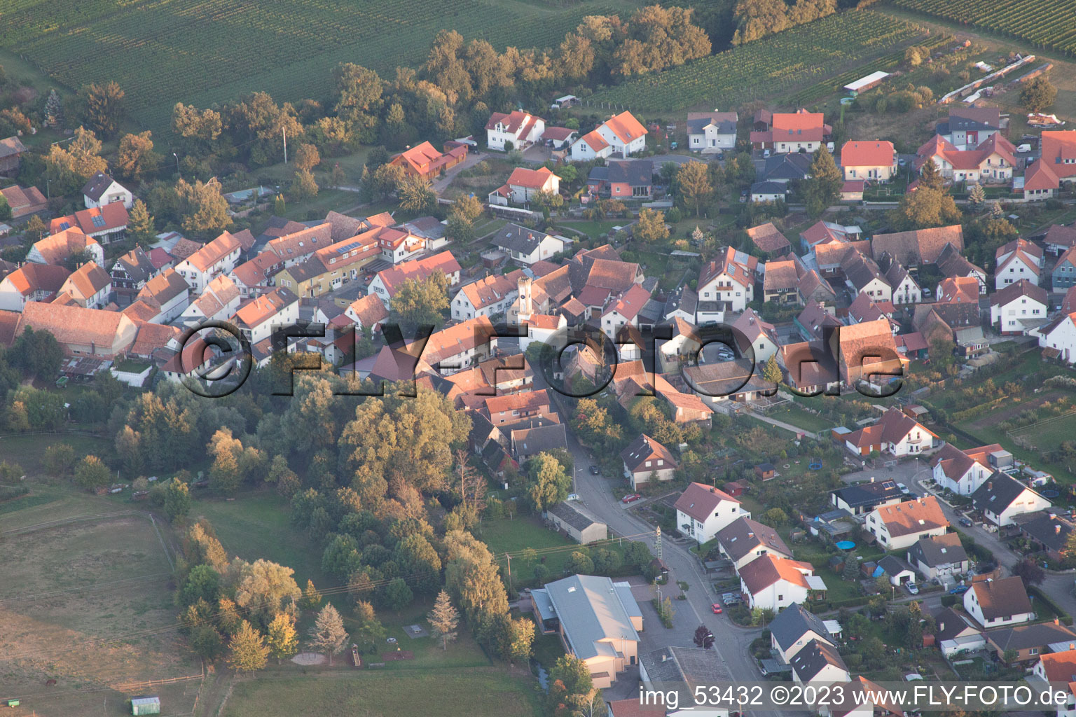 Oberhausen im Bundesland Rheinland-Pfalz, Deutschland vom Flugzeug aus