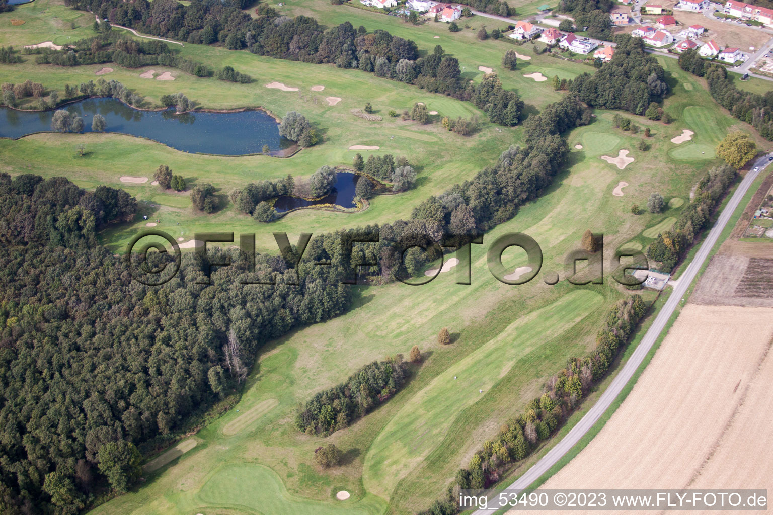 Soufflenheim, Golfclub Baden-Baden Soufflenheim im Bundesland Bas-Rhin, Frankreich vom Flugzeug aus