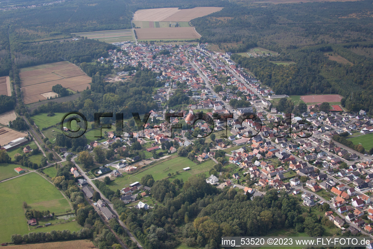 Schirrhoffen im Bundesland Bas-Rhin, Frankreich aus der Luft betrachtet