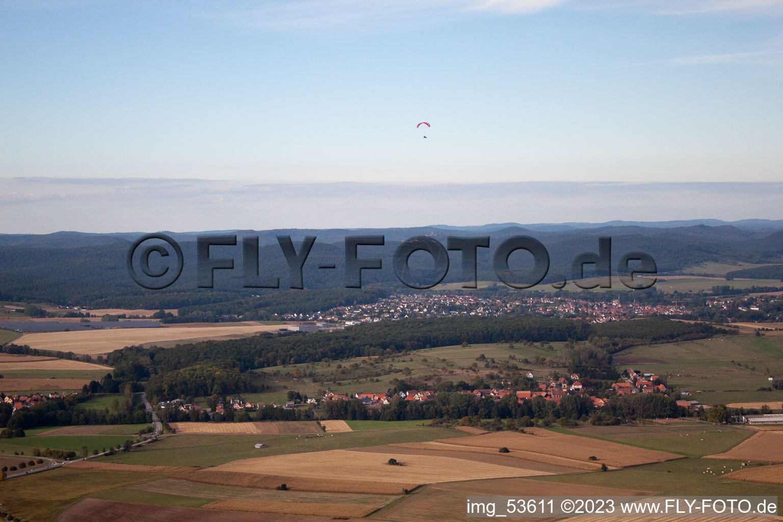Luftaufnahme von Ingwiller im Bundesland Bas-Rhin, Frankreich