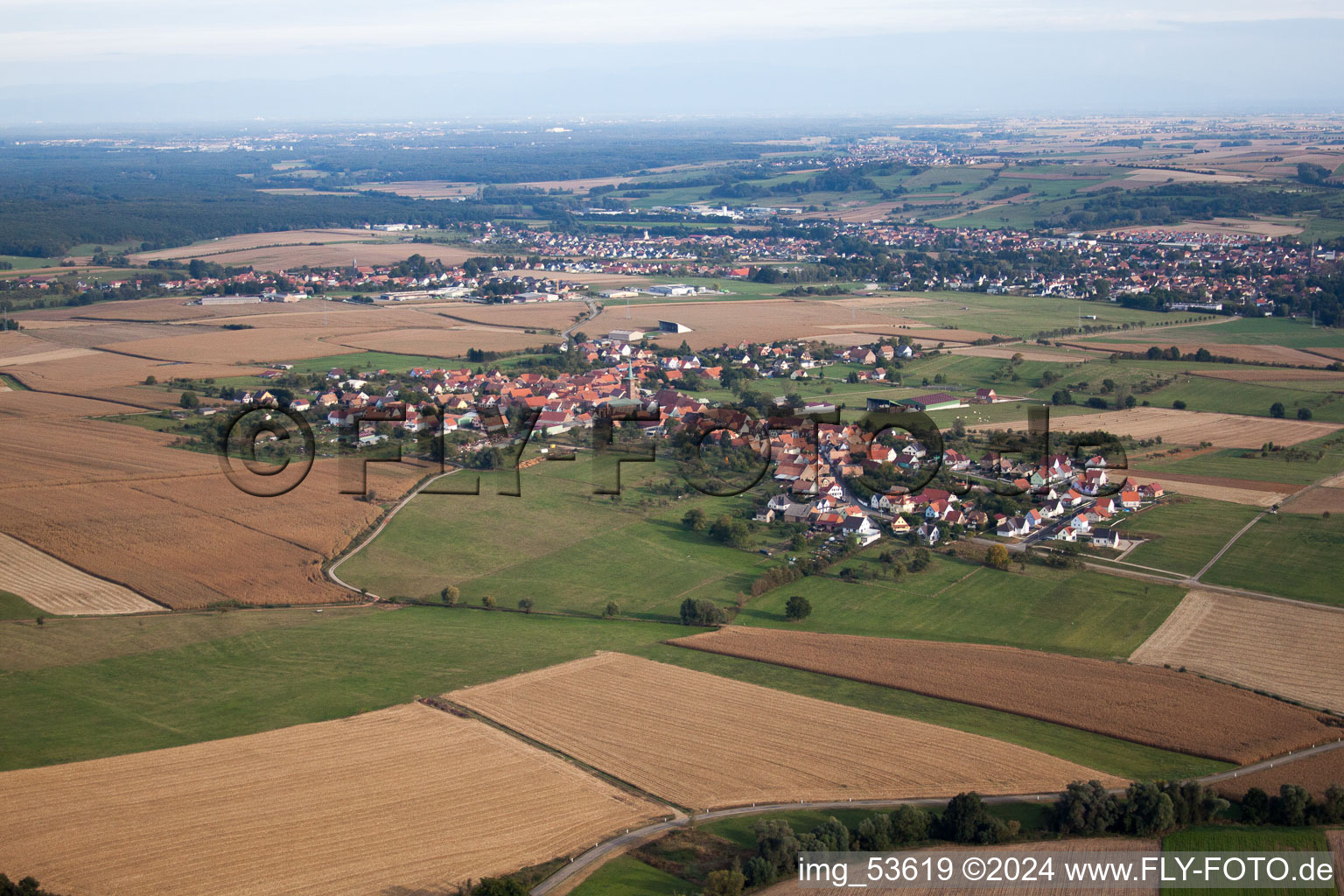 Uhrwiller im Bundesland Bas-Rhin, Frankreich vom Flugzeug aus