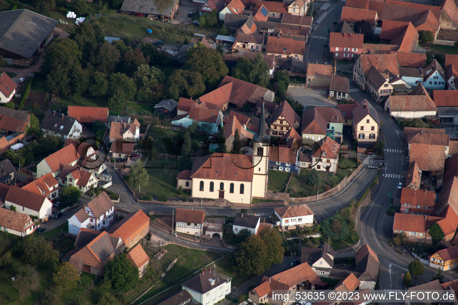 Mietesheim im Bundesland Bas-Rhin, Frankreich aus der Luft betrachtet
