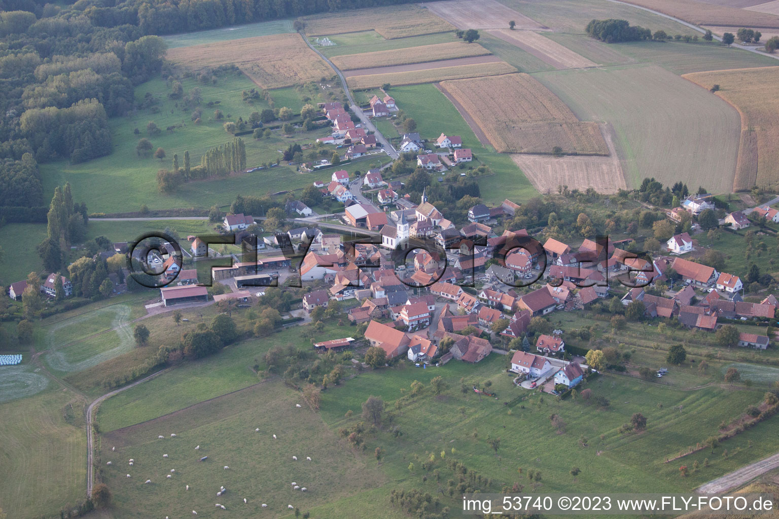 Keffenach im Bundesland Bas-Rhin, Frankreich aus der Luft betrachtet
