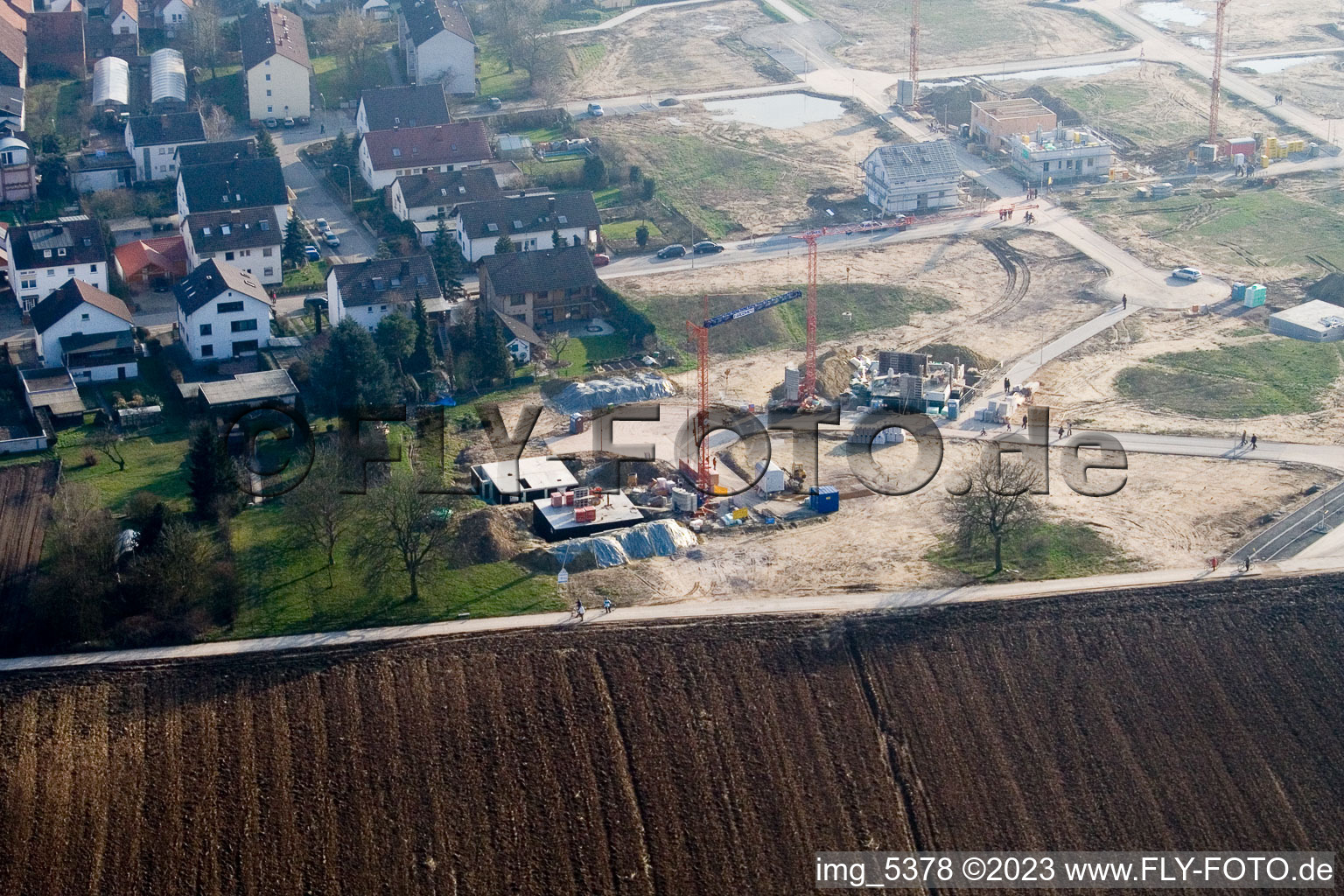 Kandel, Neubaugebiet Am Höhenweg im Bundesland Rheinland-Pfalz, Deutschland vom Flugzeug aus