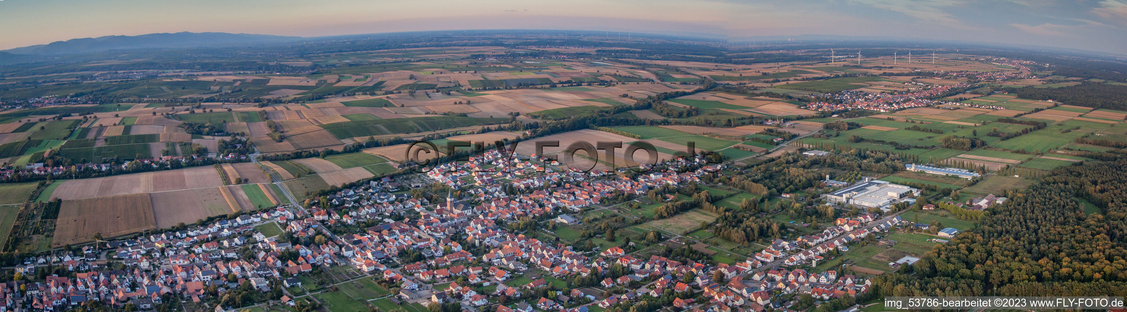 Luftbild von Panorama im Ortsteil Schaidt in Wörth am Rhein im Bundesland Rheinland-Pfalz, Deutschland