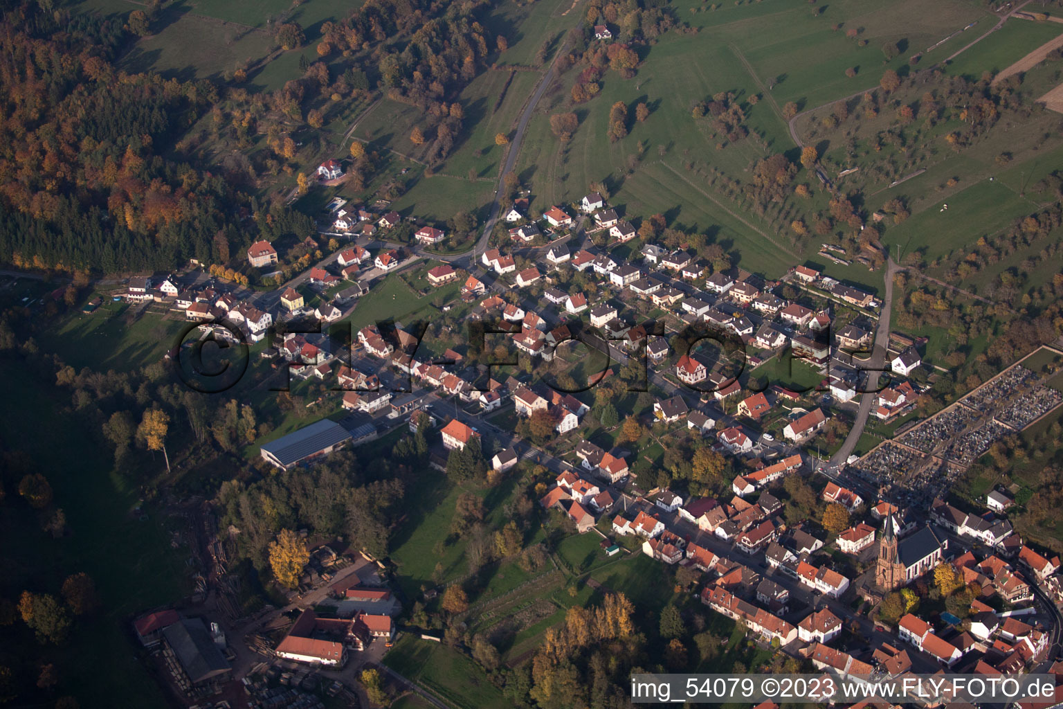 Luftbild von Lembach im Bundesland Bas-Rhin, Frankreich