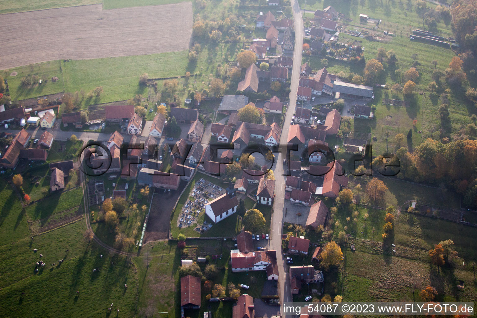 Mattstall im Bundesland Bas-Rhin, Frankreich aus der Luft