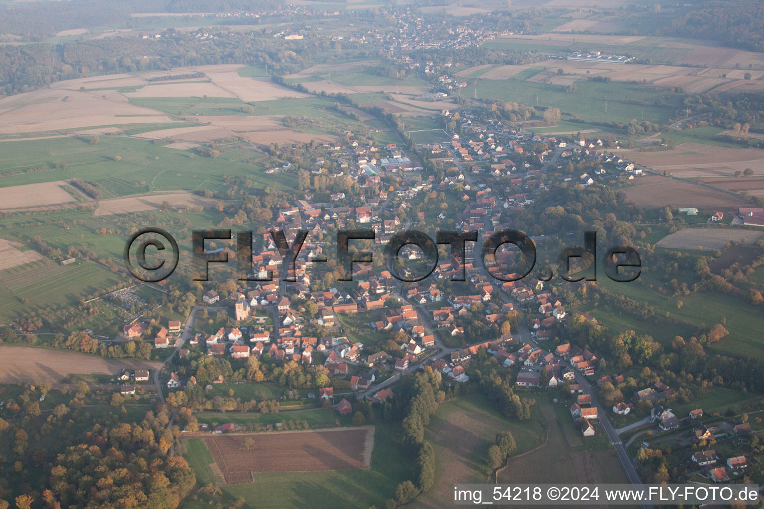 Luftbild von Mitschdorf im Bundesland Bas-Rhin, Frankreich