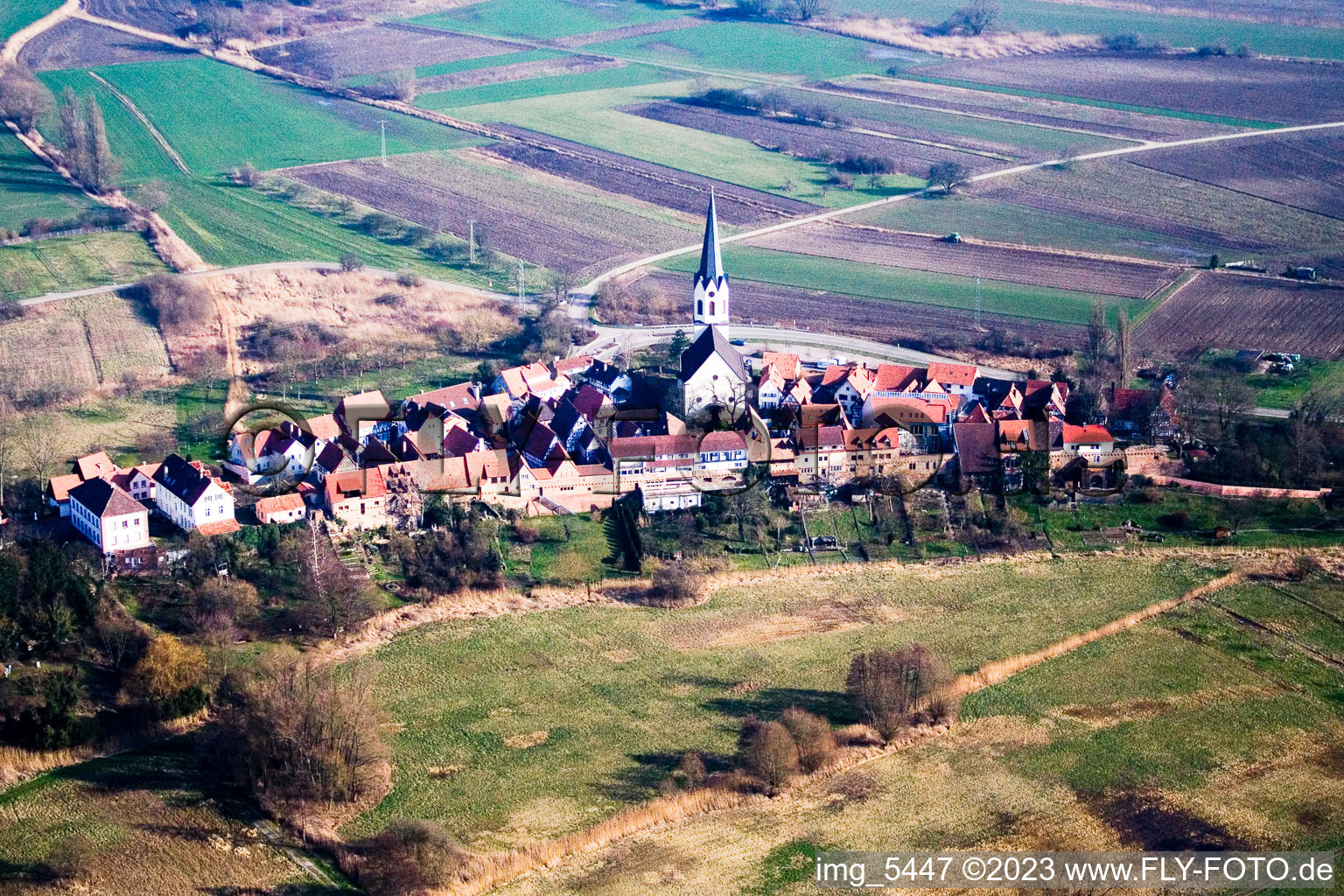 Jockgrim, historischer Dorfkern von Osten im Bundesland Rheinland-Pfalz, Deutschland