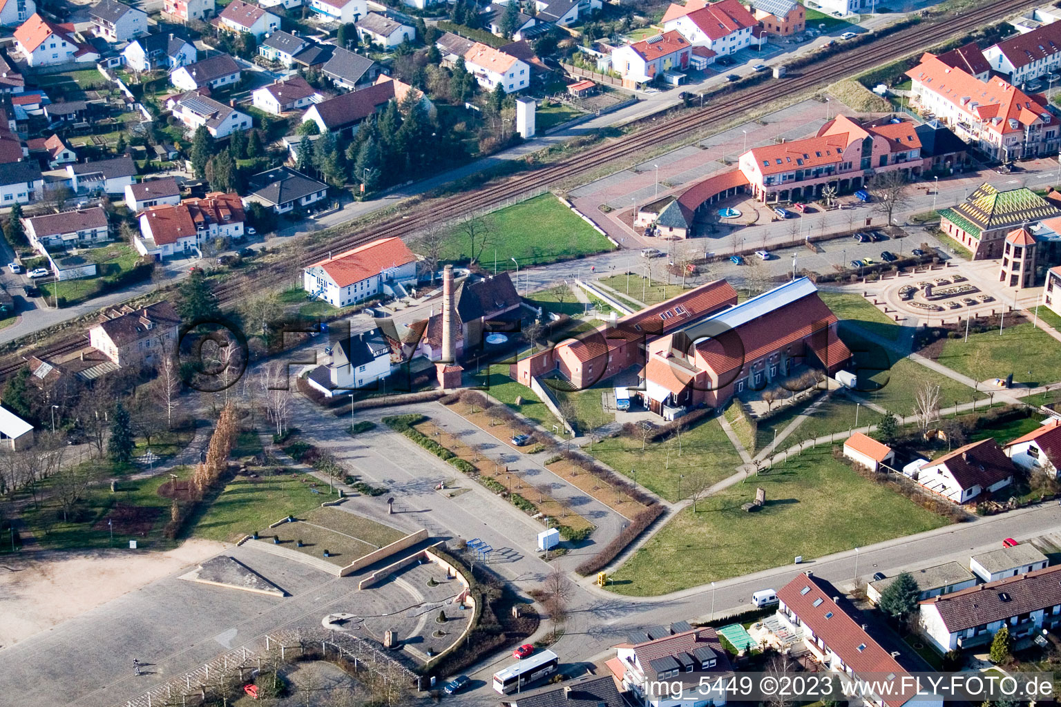 Luftbild von Jockgrim, Festhalle von Südosten im Bundesland Rheinland-Pfalz, Deutschland