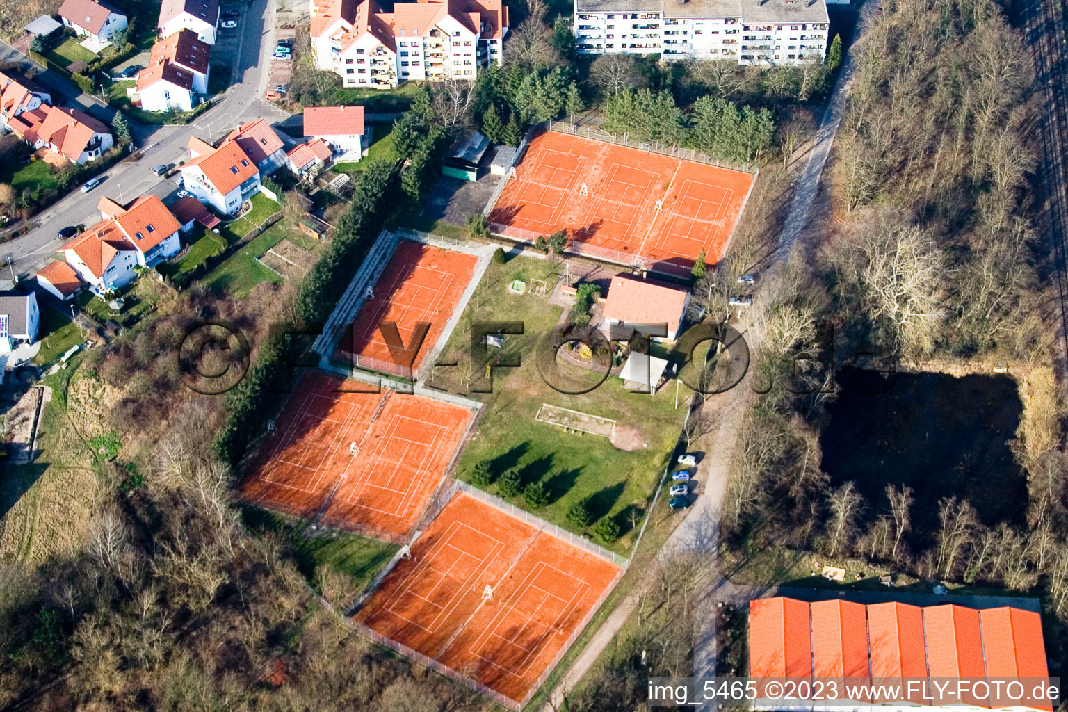 Luftaufnahme von Jockgrim, Tennisclub im Bundesland Rheinland-Pfalz, Deutschland