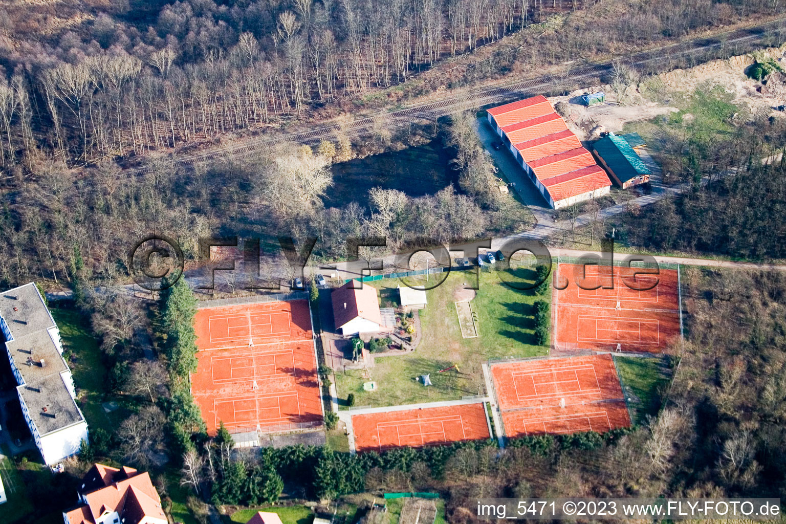 Jockgrim, Tennisclub im Bundesland Rheinland-Pfalz, Deutschland von oben