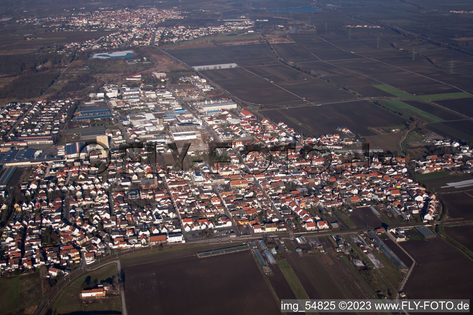 Fußgönheim im Bundesland Rheinland-Pfalz, Deutschland aus der Luft