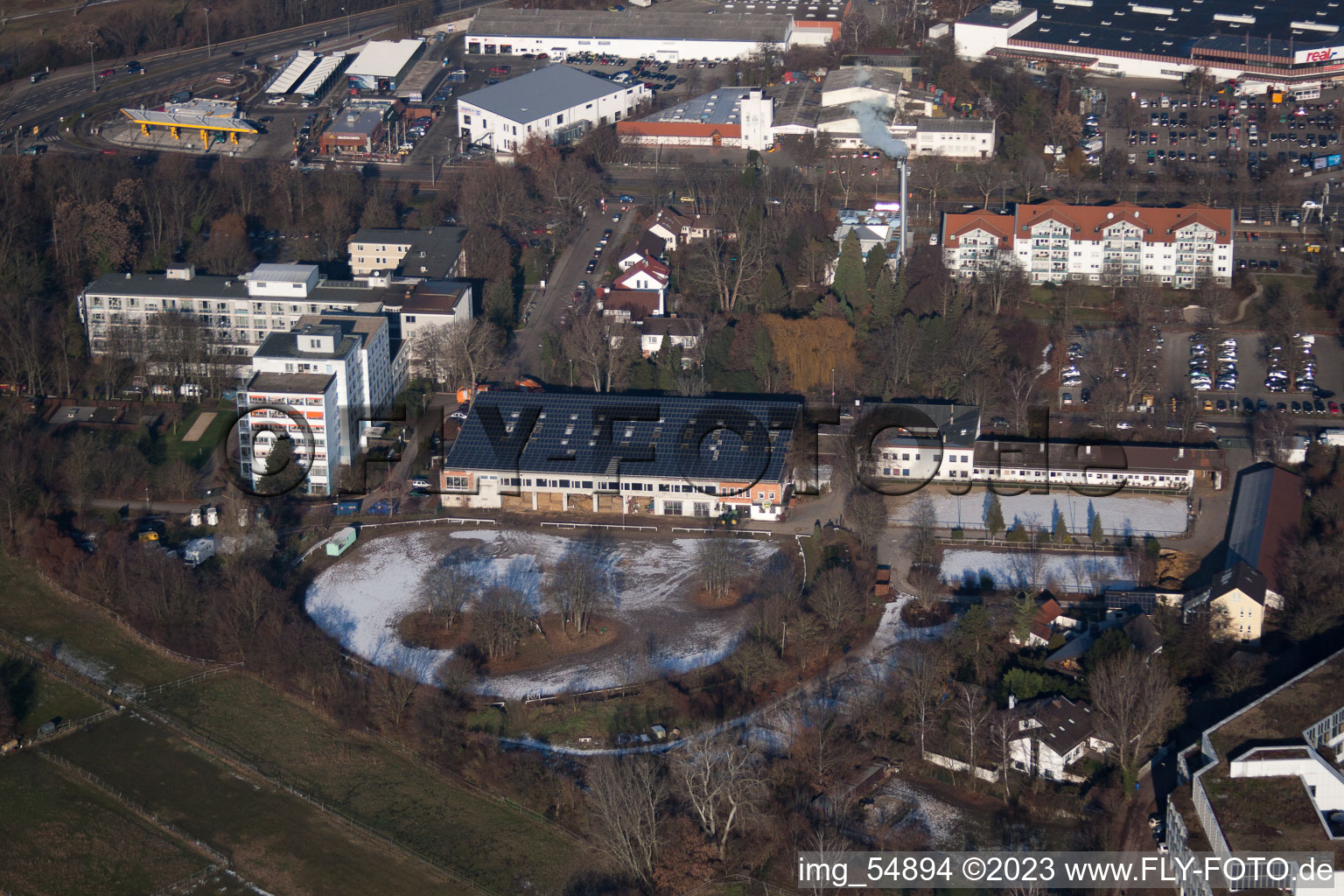 Drohnenbild von Ortsteil Oggersheim in Ludwigshafen am Rhein im Bundesland Rheinland-Pfalz, Deutschland