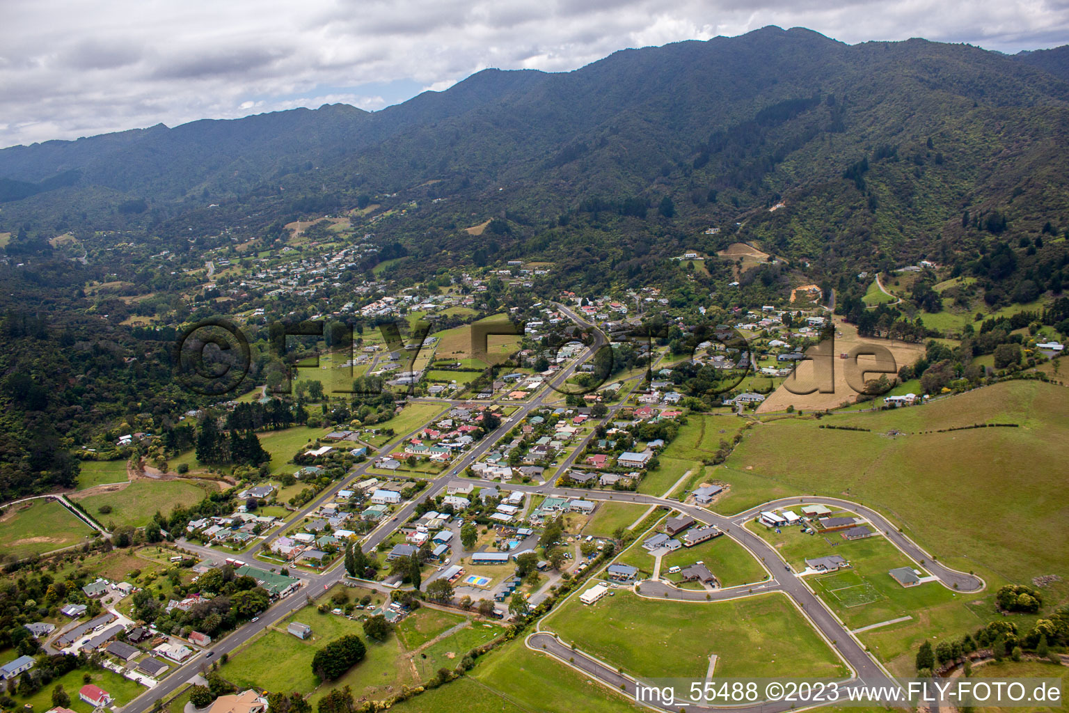 Luftbild von Coromandel im Bundesland Waikato, Neuseeland