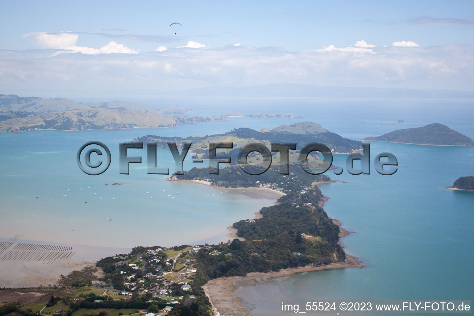 Luftaufnahme von Driving Creek im Bundesland Waikato, Neuseeland