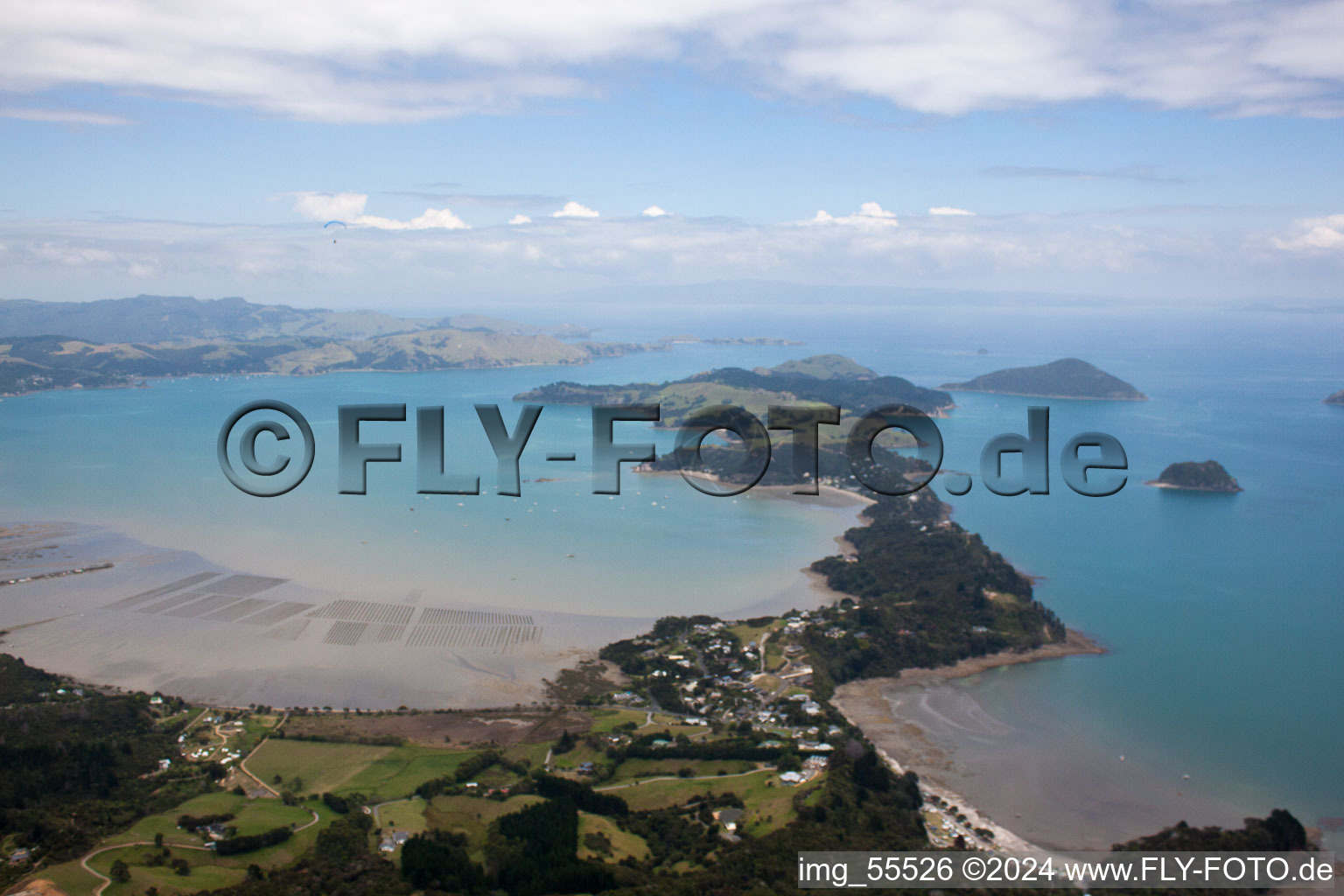 Schrägluftbild von Driving Creek im Bundesland Waikato, Neuseeland