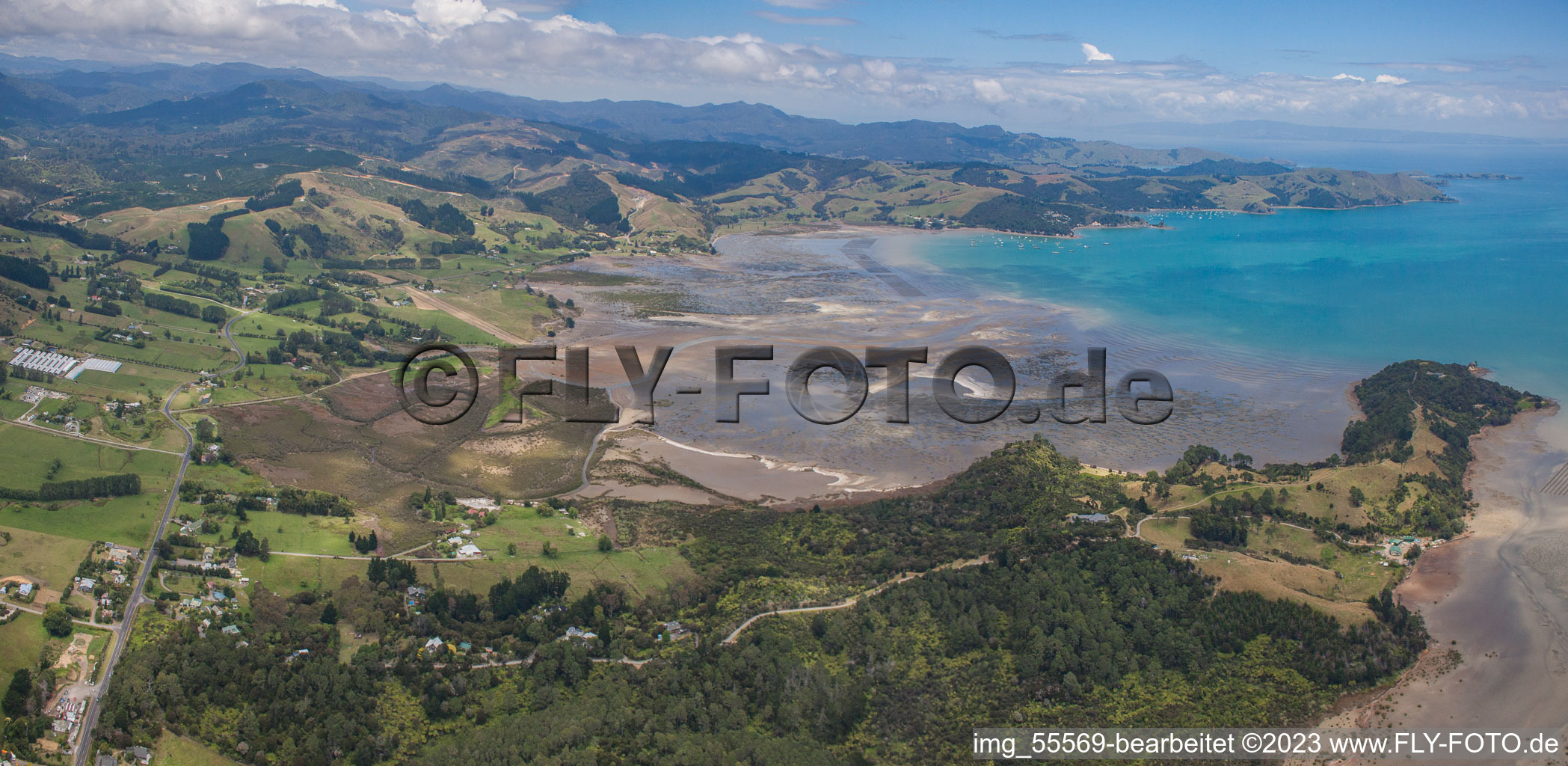 Luftbild von Coromandel im Bundesland Waikato, Neuseeland