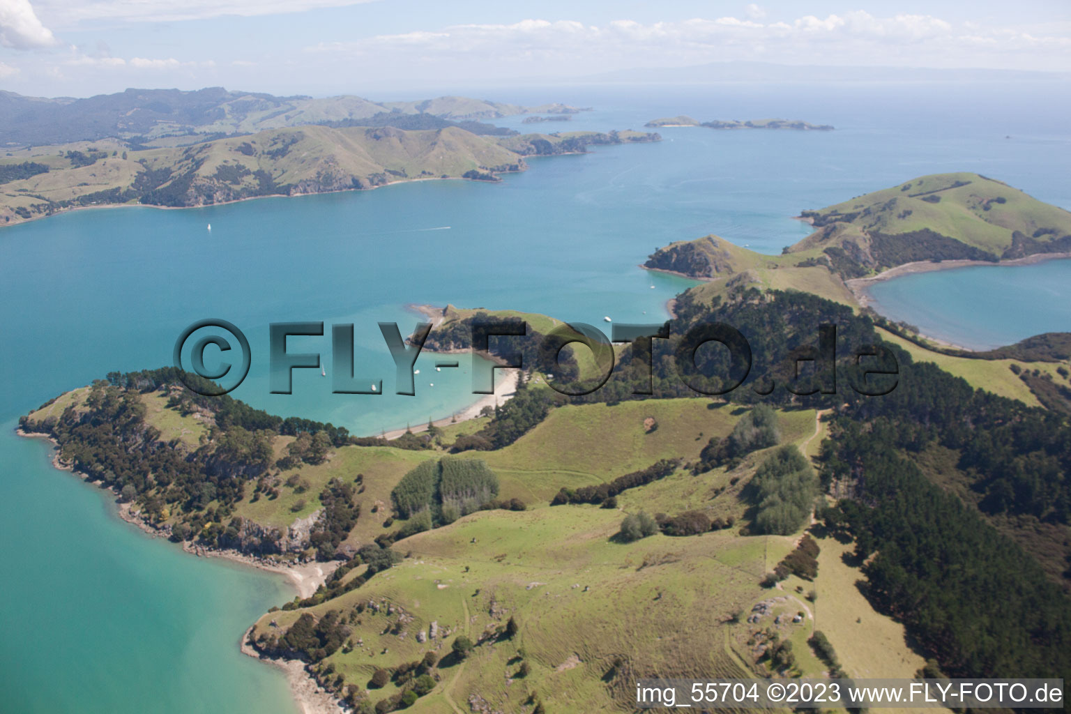 Coromandel im Bundesland Waikato, Neuseeland aus der Luft