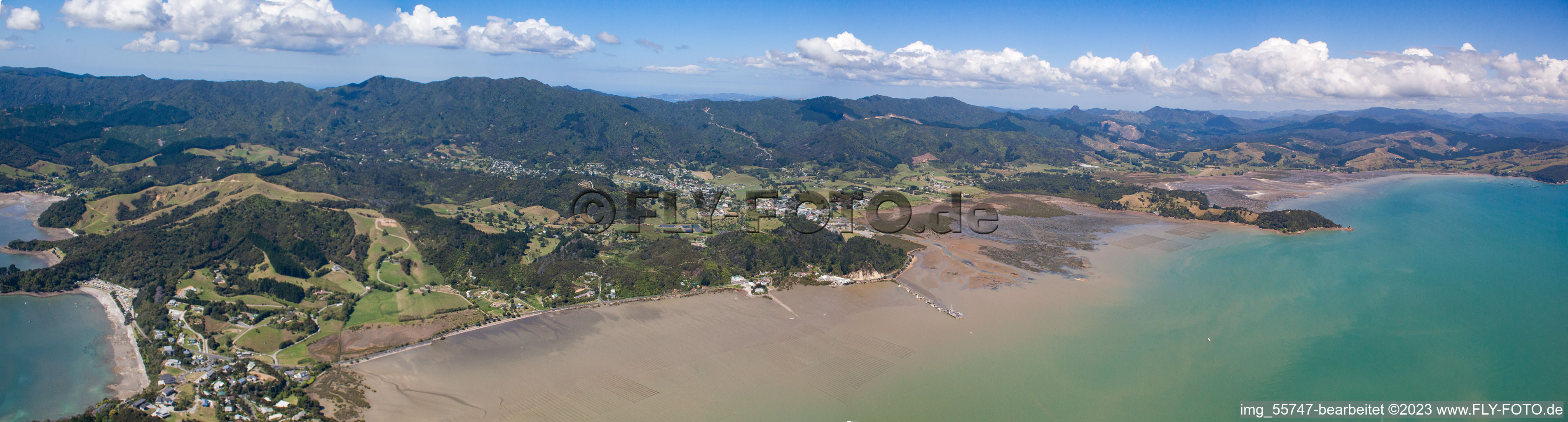 Luftaufnahme von Panorama in Coromandel im Bundesland Waikato, Neuseeland