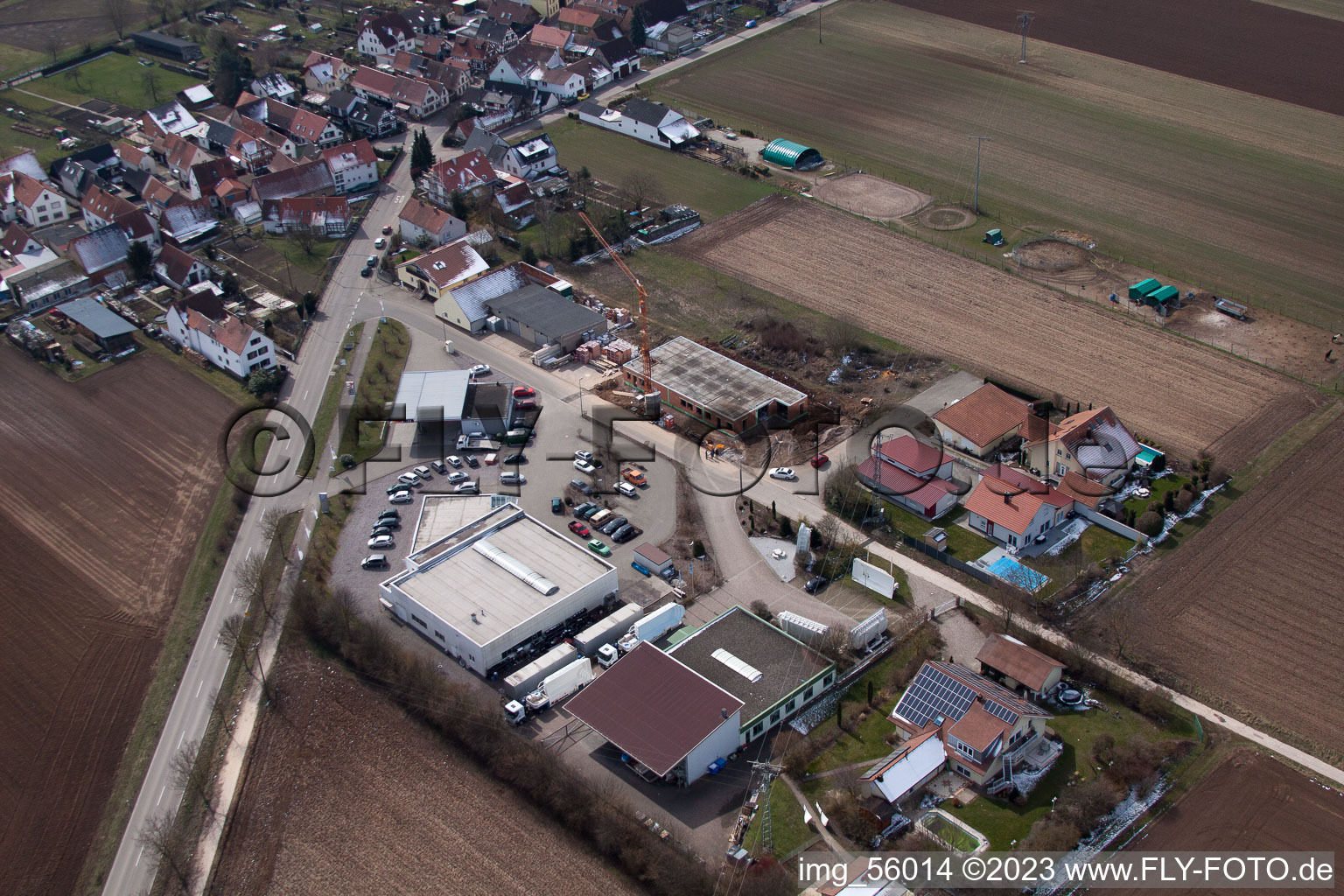Freckenfeld, Gewerbegebiet im Bundesland Rheinland-Pfalz, Deutschland aus der Luft