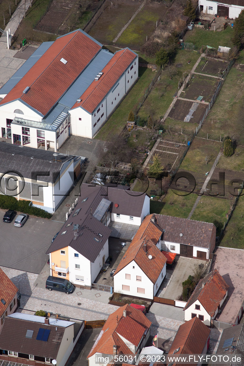 Minfeld, Schulstr im Bundesland Rheinland-Pfalz, Deutschland aus der Luft
