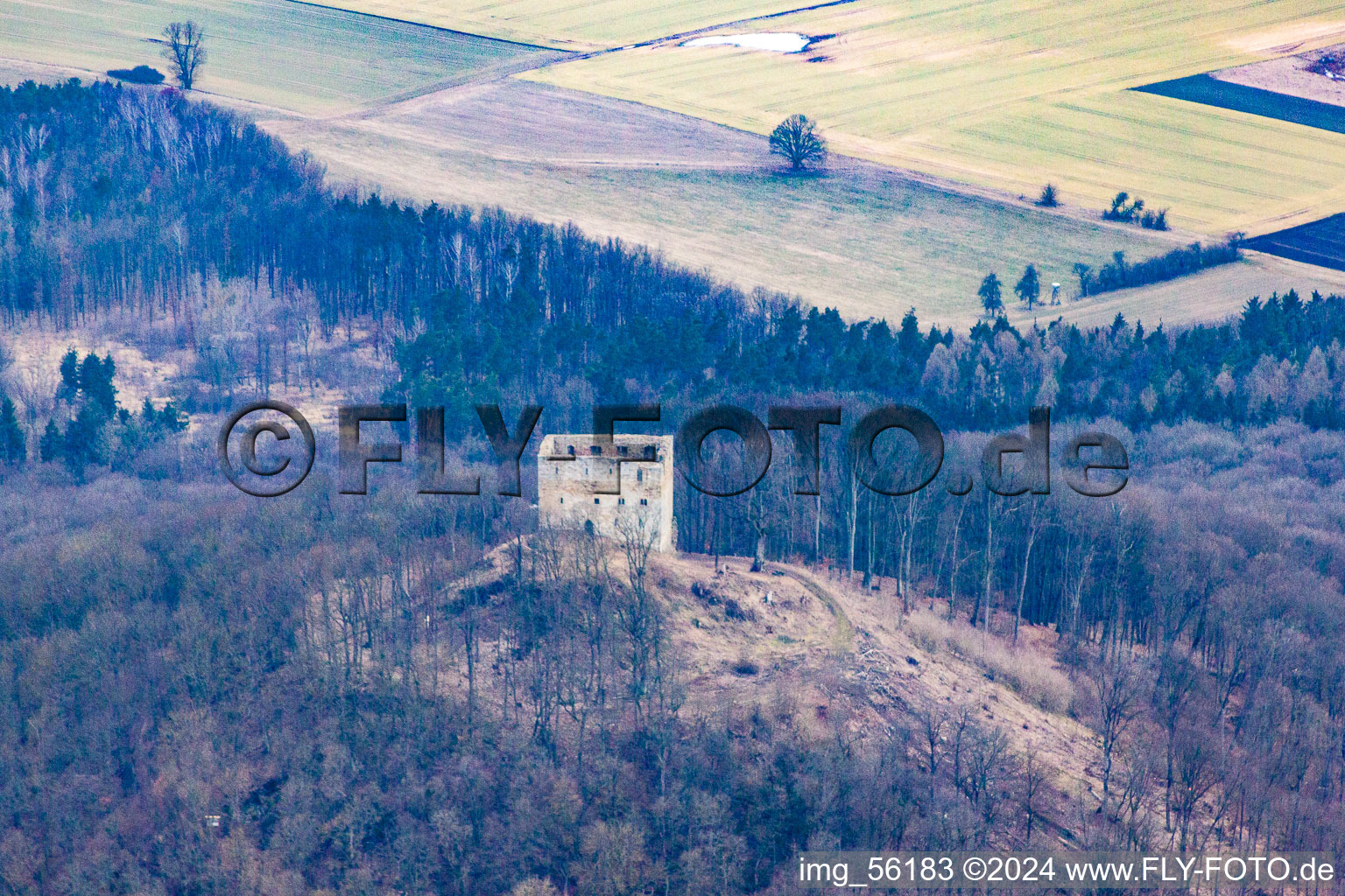 Mauerreste der ehemaligen Burganlage Burgruine Straufhain in Straufhain im Bundesland Thüringen, Deutschland