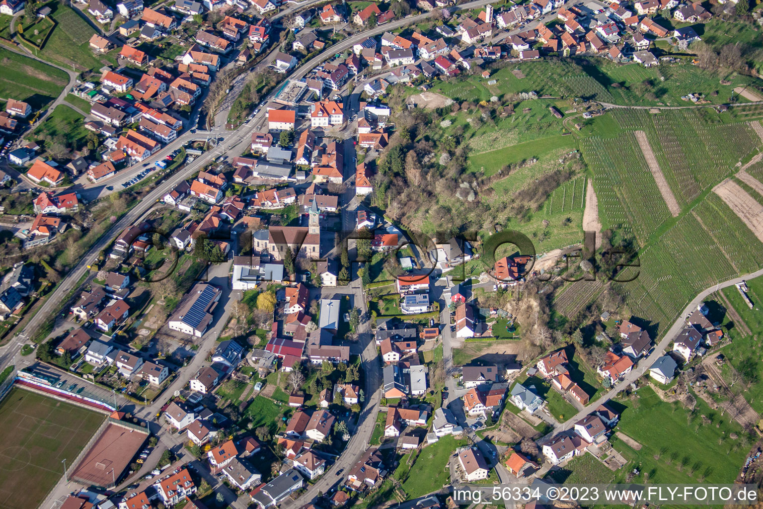 Luftbild von Ortsteil Altschweier in Bühl im Bundesland Baden-Württemberg, Deutschland