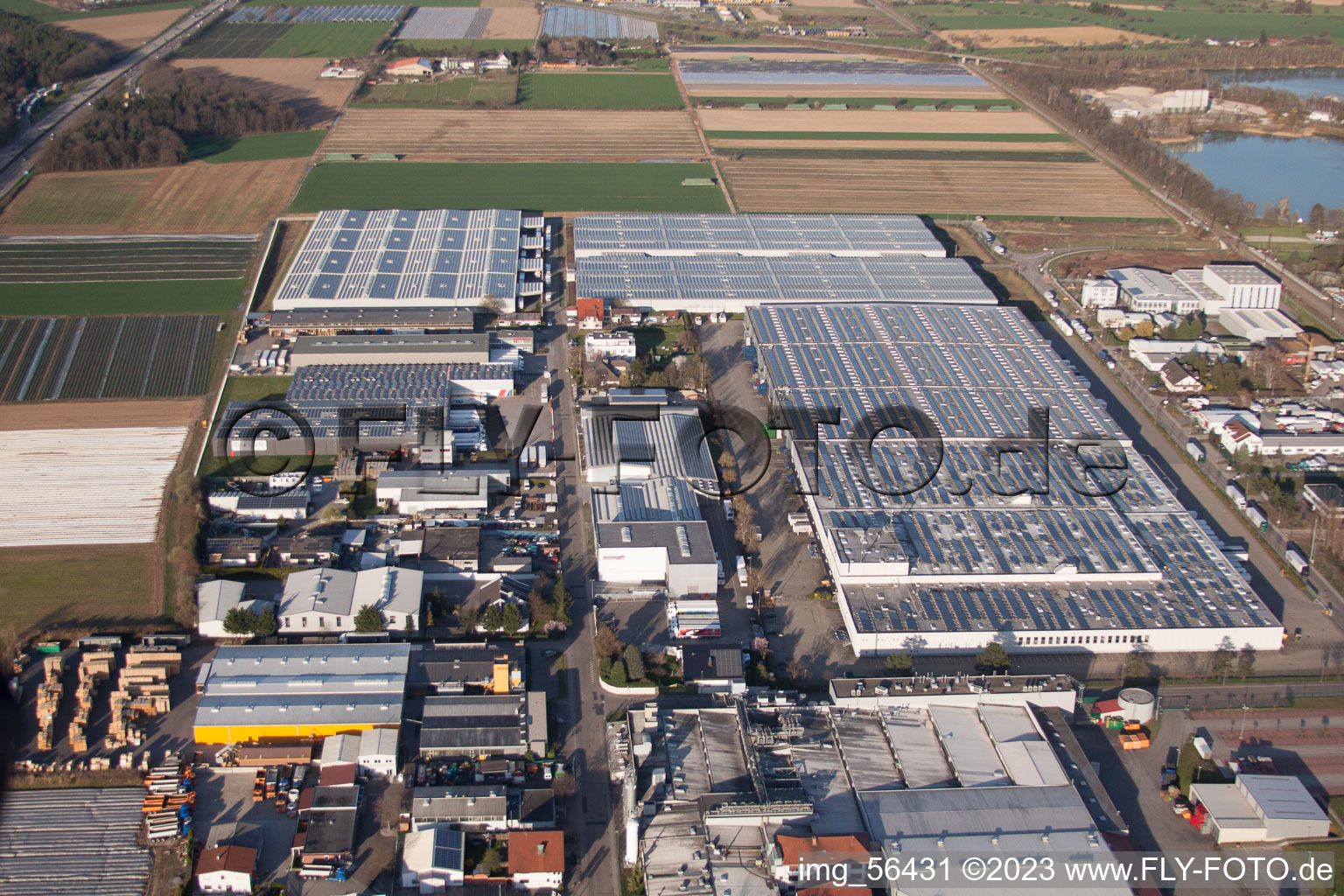 Luftbild von Muggensturm, Industriegebiet im Bundesland Baden-Württemberg, Deutschland