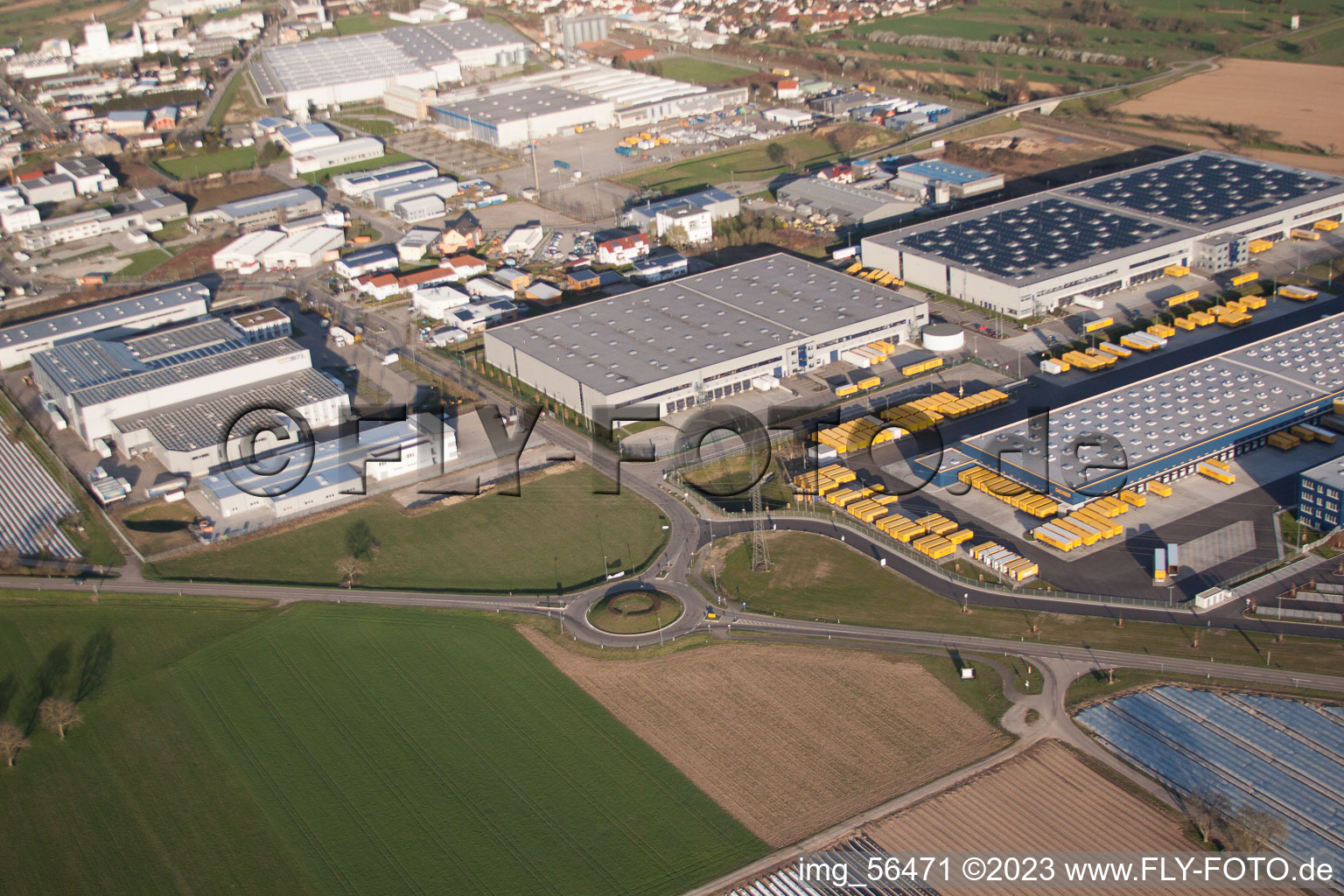 Drohnenbild von DACHSER Logistikzentrum Karlsruhe GmbH, Malsch im Bundesland Baden-Württemberg, Deutschland