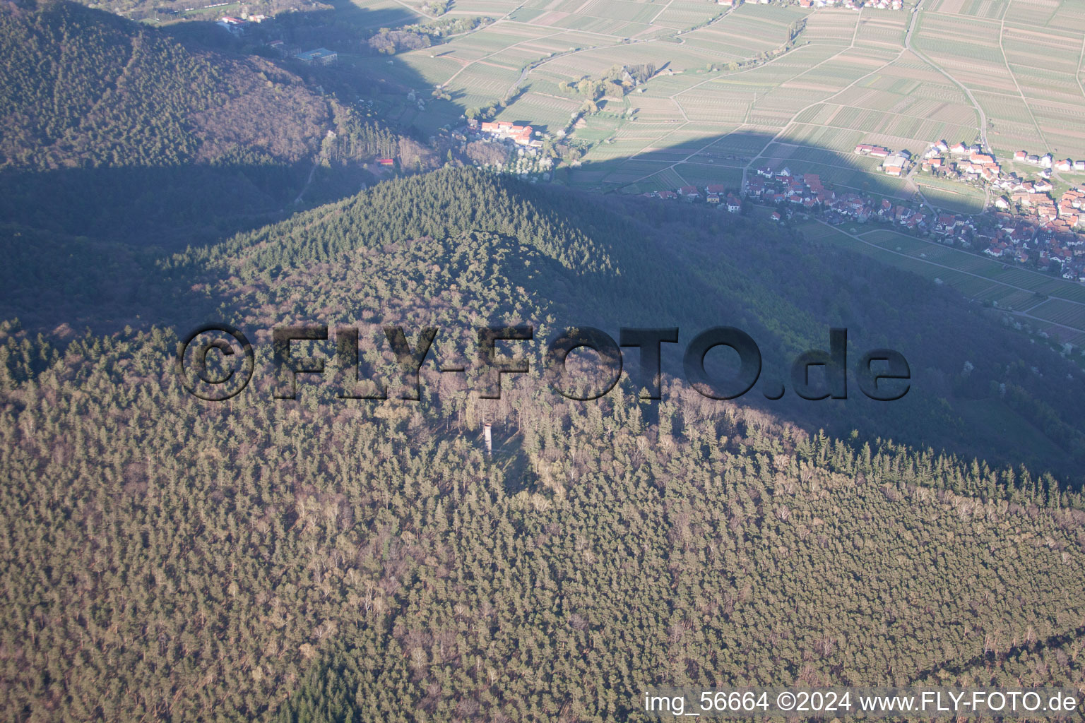Luftaufnahme von Ludwigsturm in Weyher in der Pfalz im Bundesland Rheinland-Pfalz, Deutschland