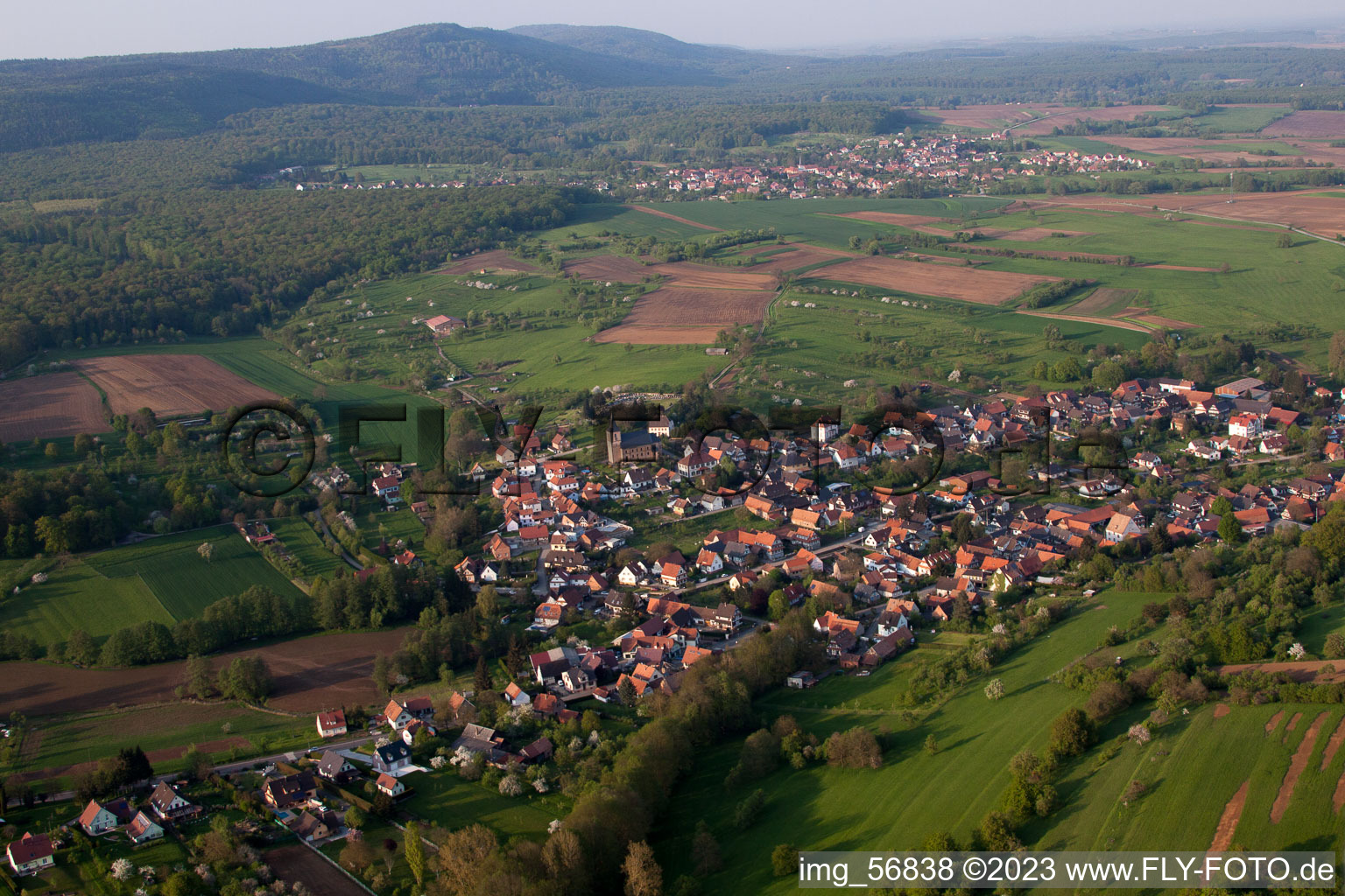Preuschdorf im Bundesland Bas-Rhin, Frankreich vom Flugzeug aus