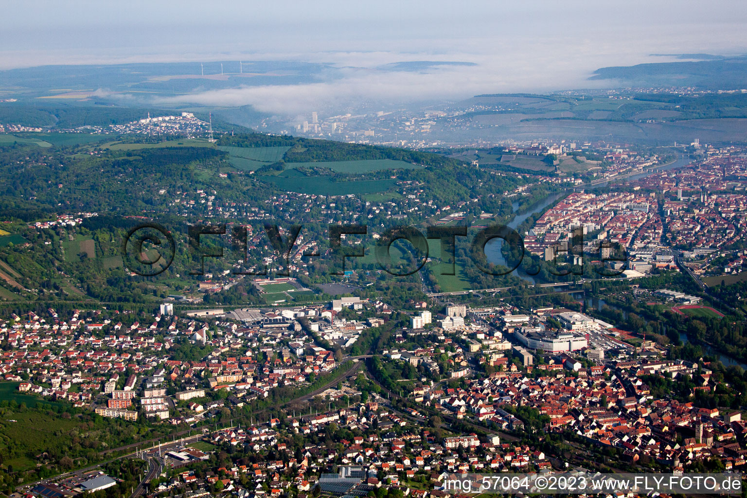 Luftbild von Würzburg von Südwesten im Bundesland Bayern, Deutschland