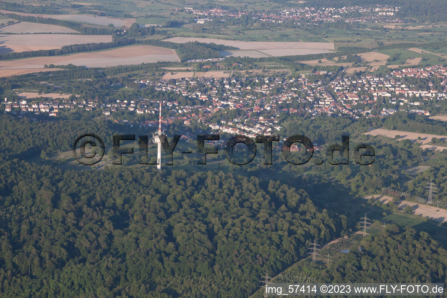 Ortsteil Grünwettersbach in Karlsruhe im Bundesland Baden-Württemberg, Deutschland von einer Drohne aus