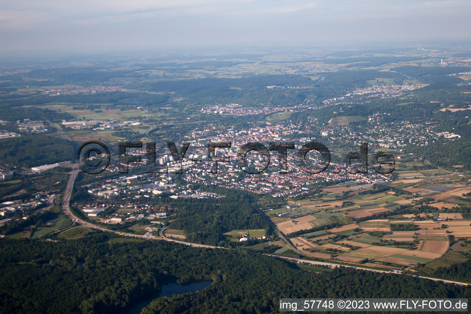 Luftaufnahme von Ortsteil Rüppurr in Karlsruhe im Bundesland Baden-Württemberg, Deutschland