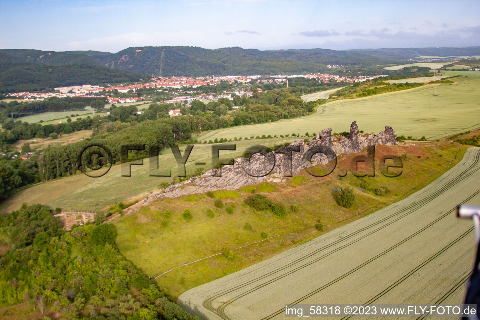 Luftbild von Gegensteine der Teufelsmauer bei Weddersleben in Thale im Bundesland Sachsen-Anhalt, Deutschland