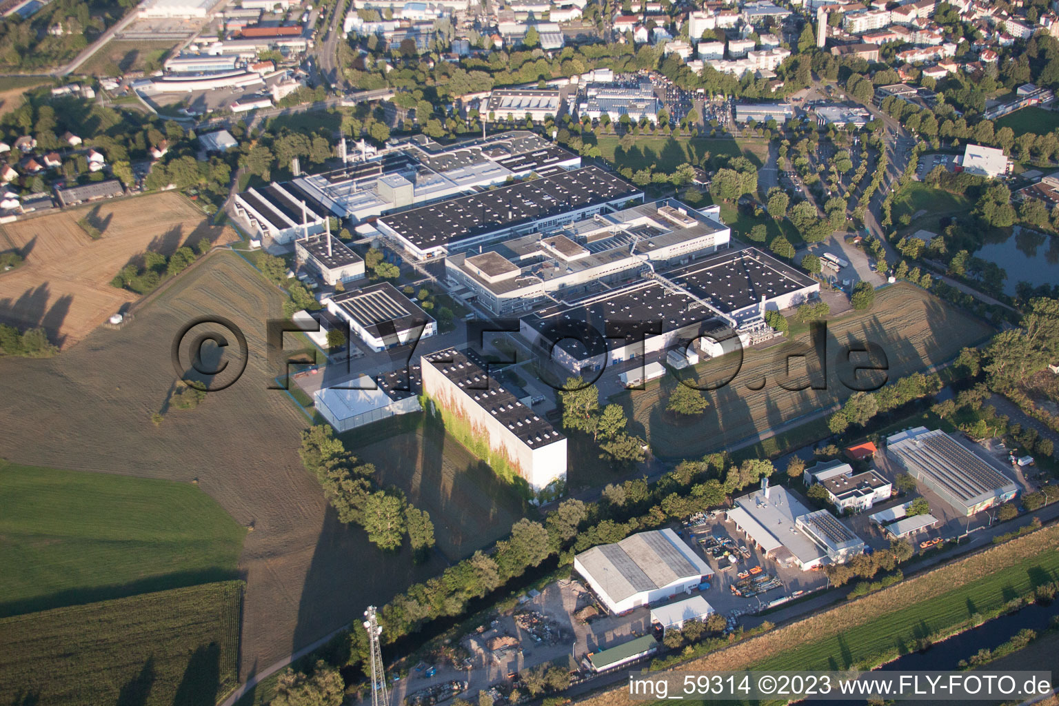 Luftbild von Tesa-Werke in Offenburg im Bundesland Baden-Württemberg, Deutschland