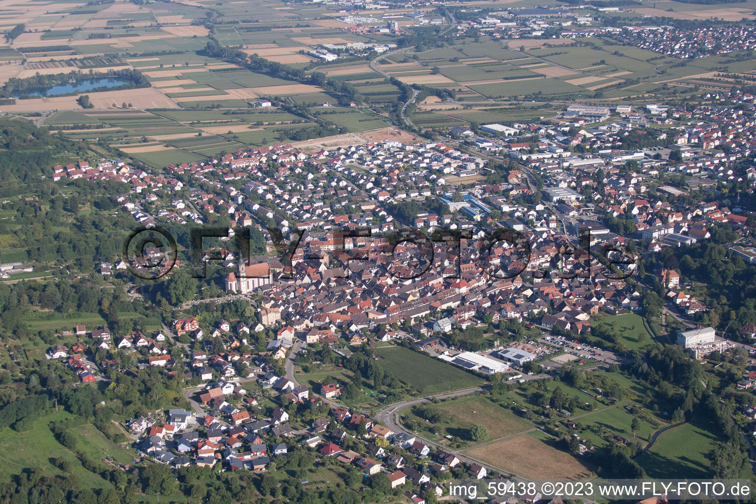 Luftaufnahme von Ettenheim im Bundesland Baden-Württemberg, Deutschland