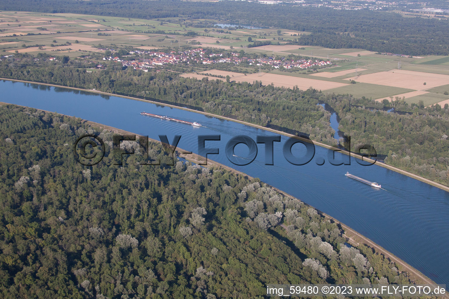 Rhinau im Bundesland Bas-Rhin, Frankreich aus der Luft