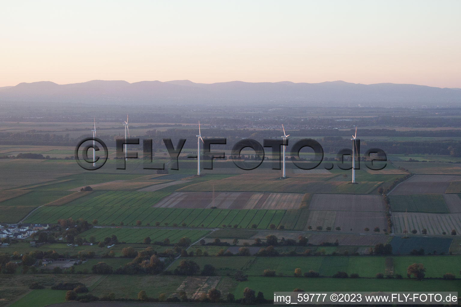 Minfeld im Bundesland Rheinland-Pfalz, Deutschland von der Drohne aus gesehen