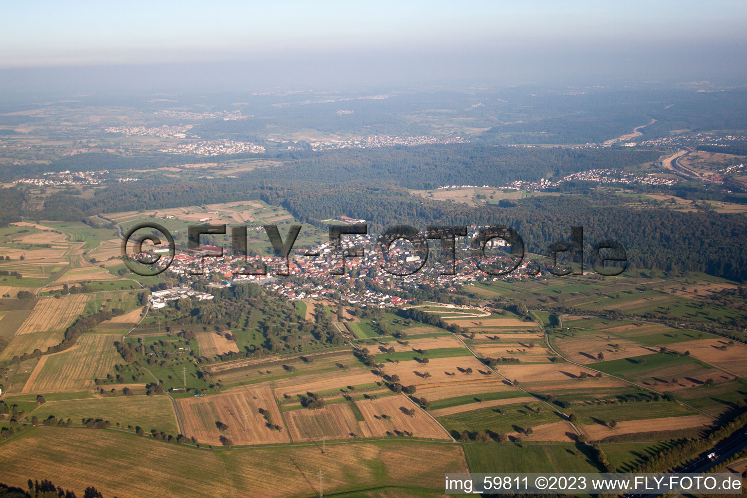 Ortsteil Grünwettersbach in Karlsruhe im Bundesland Baden-Württemberg, Deutschland von der Drohne aus gesehen