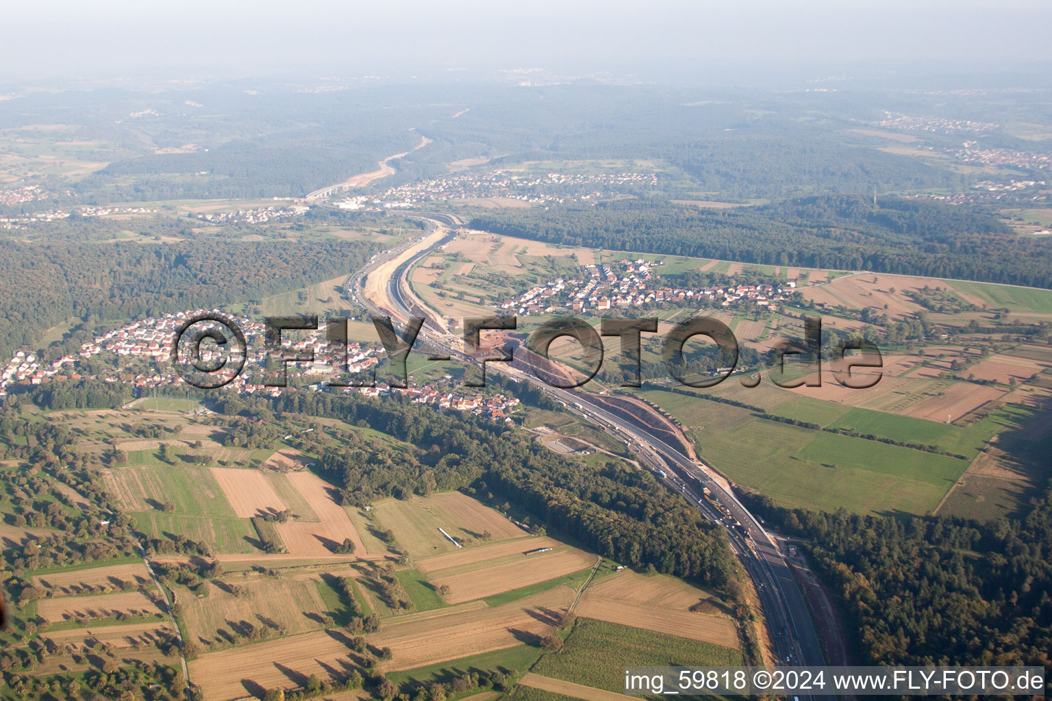 Mutschelbach, Baustelle A6 im Ortsteil Untermutschelbach in Karlsbad im Bundesland Baden-Württemberg, Deutschland