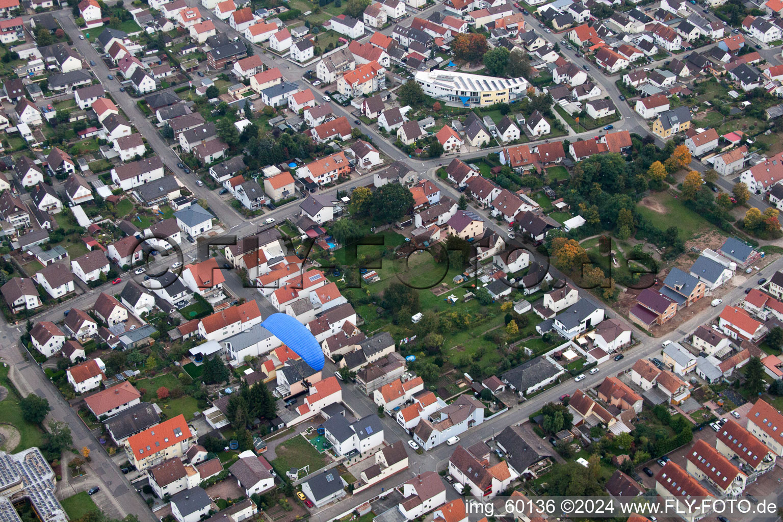 Drohnenbild von Lingenfeld im Bundesland Rheinland-Pfalz, Deutschland