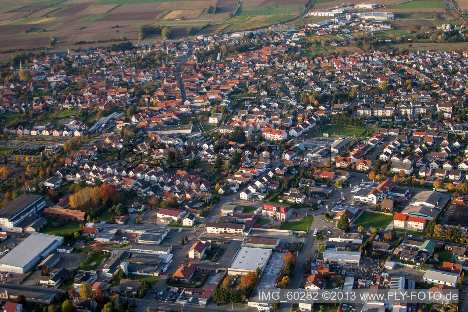 Rülzheim im Bundesland Rheinland-Pfalz, Deutschland vom Flugzeug aus