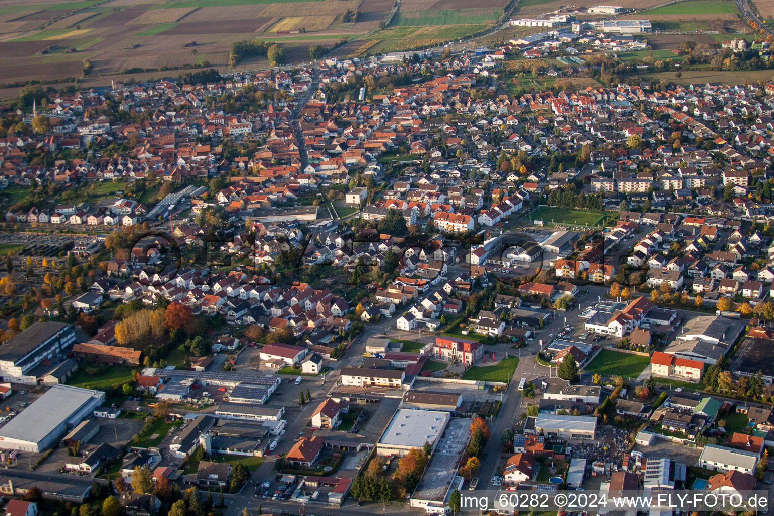 Rülzheim im Bundesland Rheinland-Pfalz, Deutschland vom Flugzeug aus