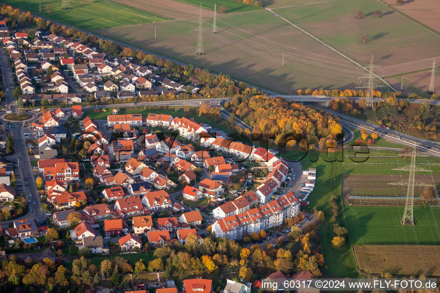 Drohnenaufname von Rülzheim im Bundesland Rheinland-Pfalz, Deutschland