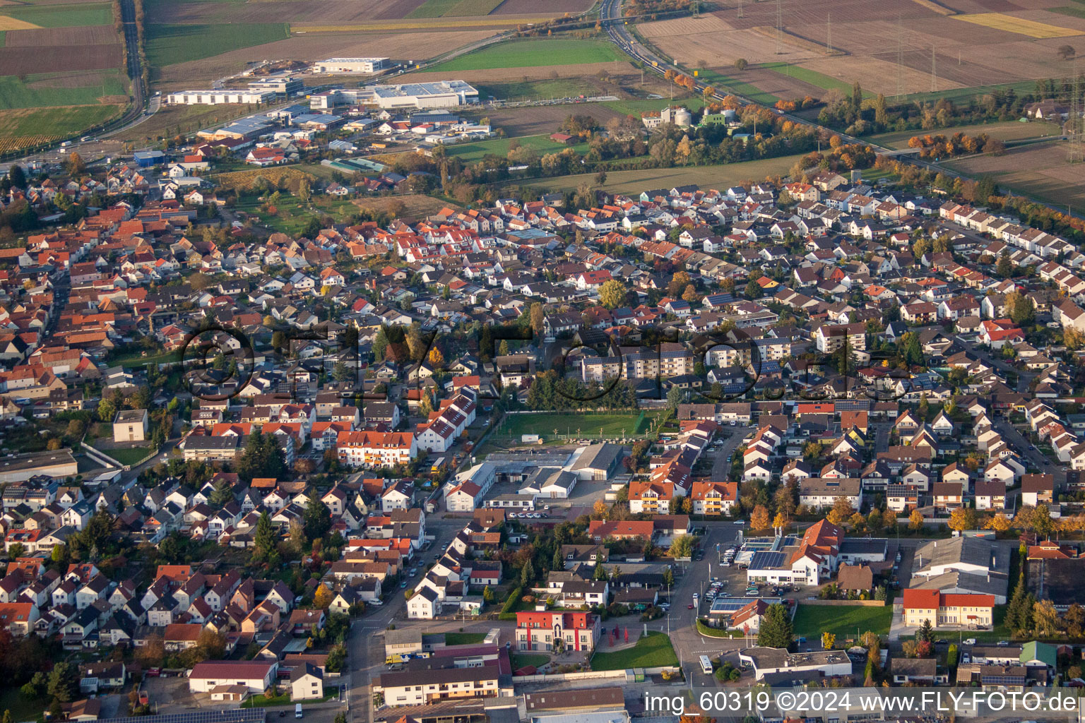 Rülzheim im Bundesland Rheinland-Pfalz, Deutschland aus der Drohnenperspektive